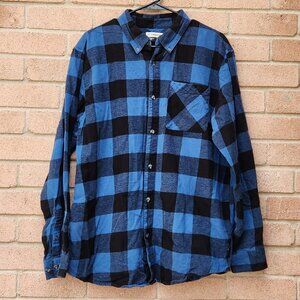 Magellan Shirt Men's Large Outdoors Classic Fit Flannel Button Down Blue Plaid